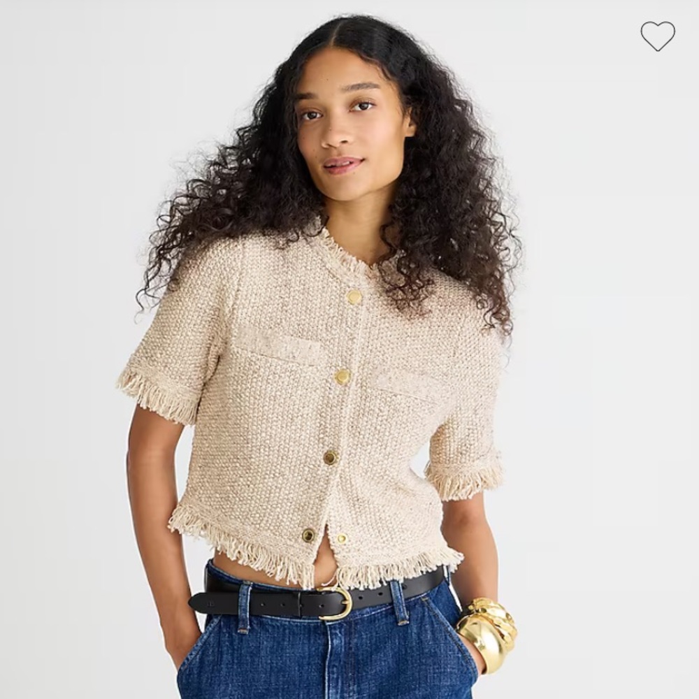 J.Crew Cropped fringe-trim in marled yarn